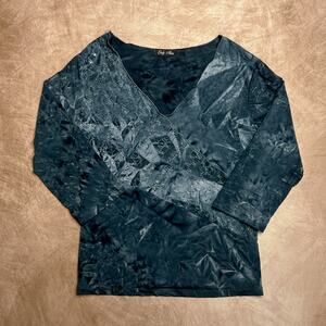 Vintage Y2K Only Nine Gray Tie Dye Embroidered Sequin Crossbody Top Half Sleeve